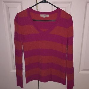 LOFT orange and pink stripe sweater